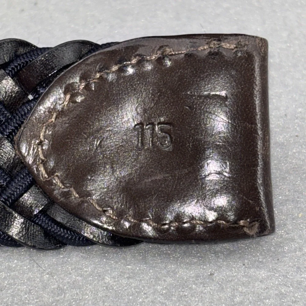Paul & Shark Men's Braided Leather Stretch Belt Sz 115 XL (42-44) Black Blue EUC